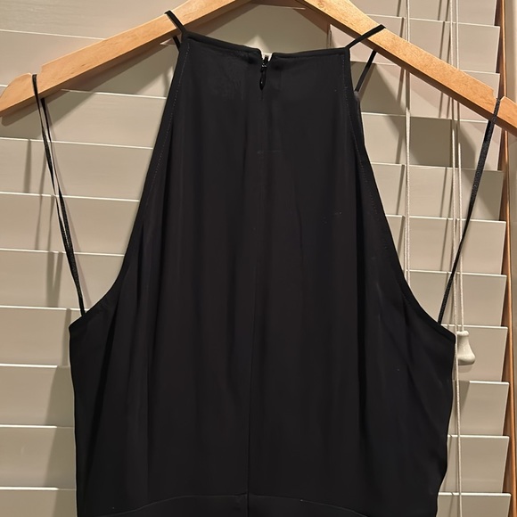 Long lined black sleeve less dinner dress zipper back up to mid back - Picture 5 of 5